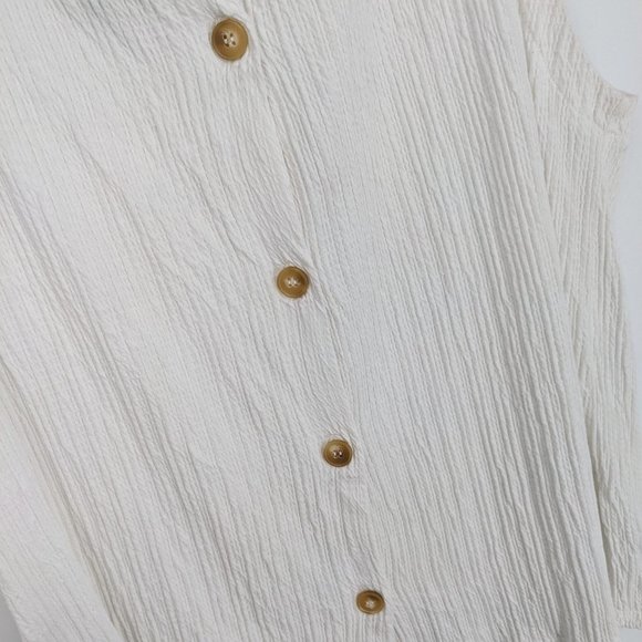 Anthropologie Cream Crepe Wrinkle Knit Button Back Viscose Montauk Tank Top XL - Picture 11 of 13